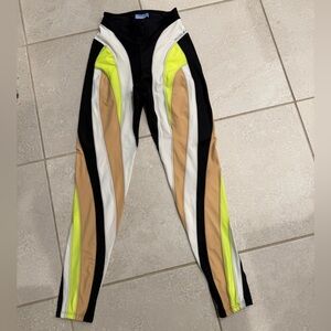 Mugler Black and Neon Yellow Track Pants